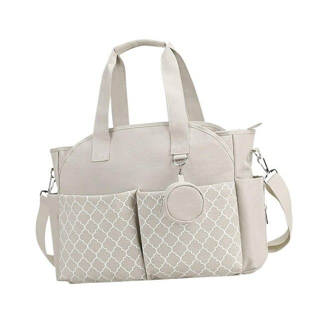 lionlar Sac Fourre-Tout pour Couches à Multiples Poches Extérieures Léger Imperméable Sac à Langer Beige Blanc