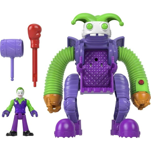 Imaginext DC Super Friends The Joker Battling Robot, 3-Piece Figure Set  with Lights for Preschool Kids 