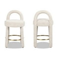 thumbnail image 5 of Penny 26.5" Round Arched Upholstered Beige Chenille Counter Stool - Set of 2, 5 of 12