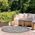 thumbnail image 2 of 6'6" Round Hamden Grey Patio Rug with Fringe, 2 of 5