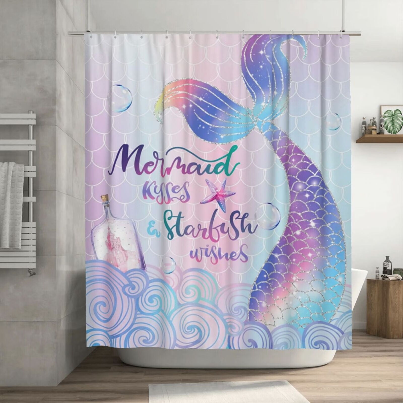 Funny Whale Shower Curtain for Bathroom Decor for Kids Cute Catoon Ocean  Animals Colorful Fish Under The Sea Child Shower Curtain 