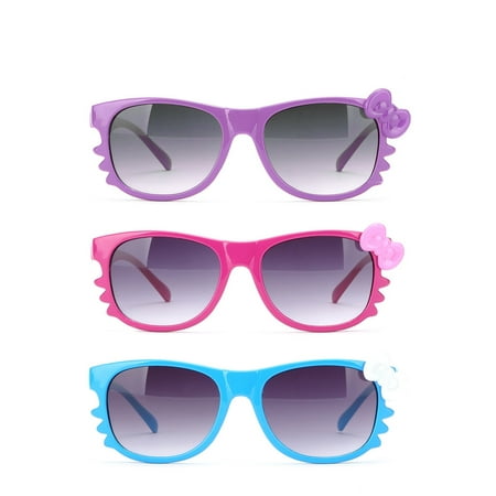 Newbee Fashion - Kyra Kids Retro Hello Kitty w/ Bow and Whiskers Lead-Free Sunglasses