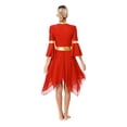 thumbnail image 4 of Zaldita Women 3/4 Flared Sleeve Asymmetrical Dance Dress Lyrical Liturgical Praise Overlay Tunic Red XL, 4 of 7