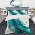 thumbnail image 2 of Designart "Turquoise Waves of Paradise VII" Abstract Liquid Ink Bedding Covert Set - Modern Blue Abstract Bed Set With 2 Shams, 2 of 6