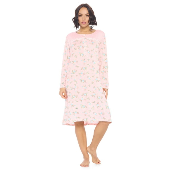 Casual Nights Women's Printed Long Sleeve Nightgown - Pink