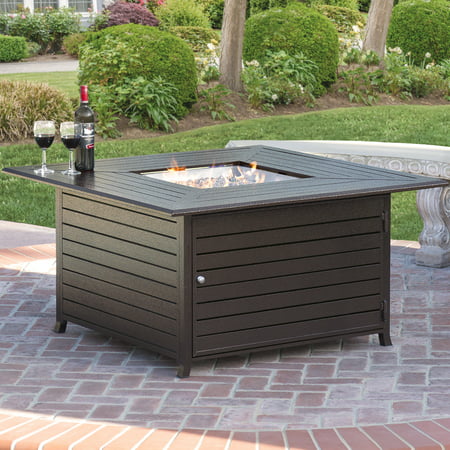 Best Choice Products 45x45in Extruded Aluminum Square Gas Fire Pit Table for Outdoor Patio w/ Weather Cover, Lid, Propane Tank Storage, Glass