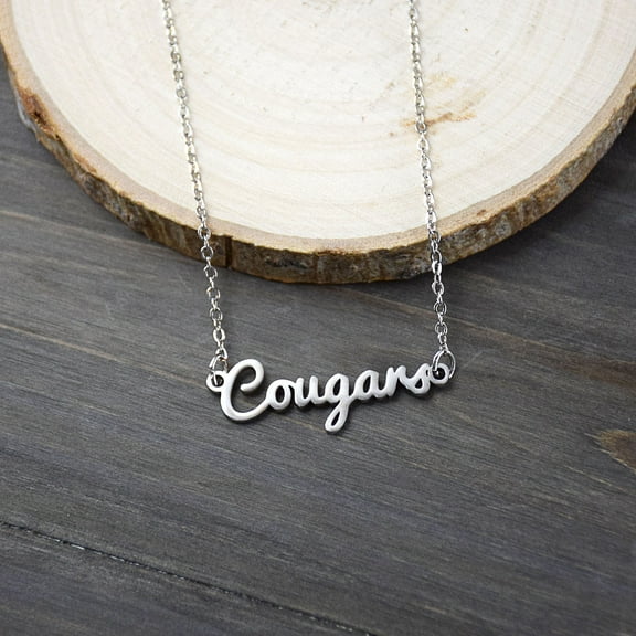 Fan Frenzy Gifts BYU Cougars Officially Licensed Laser Cougars Script Necklace