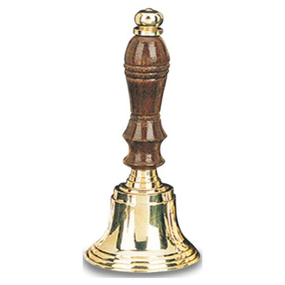 FB Jewels Small Lacquered Brass Wooden Handle Hand Bell