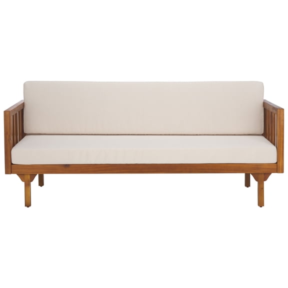 Safavieh Wood Traditional Outdoor Daybed, Teak Brown/Cream