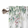thumbnail image 5 of Sage Green Kitchen Curtains and Valances Set, Eucalyptus Leaves Watercolor Leaf Red Fruit Country Rod Pocket Window Valance Window Curtain Panels for Living Room Bedroom Laundry, 27.5x36in, 3 Pieces, 5 of 7