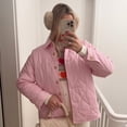 thumbnail image 2 of Gupgi Manteau Matelassé à Rayures pour Femmes, Col Rabattu, devant à Boutons, Manteau Matelassé Automne Hiver, Manches Longues, Veste Rembourrée, Vêtement d'Extérieur, 2 of 7