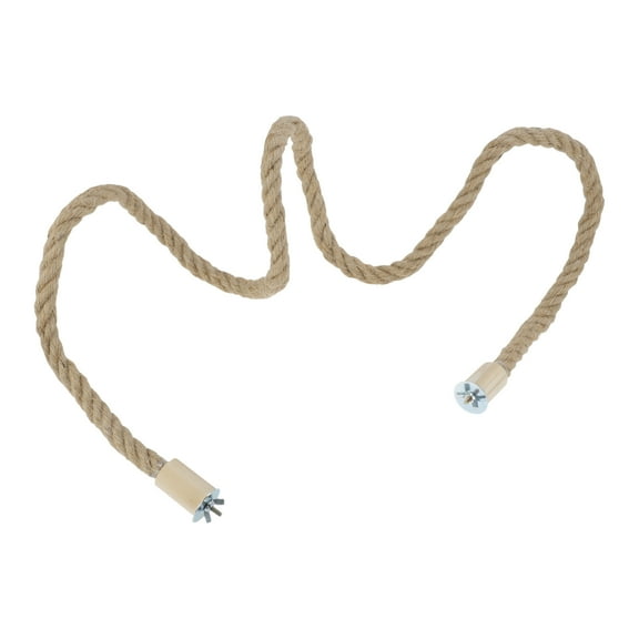 Unique Bargains Bird Rope Perch for Parrots Jute Boing with Wood Base Cage Climbing Plaything Cage Accessory for Cockatiel Conure Macaw Brown