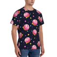 thumbnail image 4 of Yiaed Cartoon Donut Planets Print Mens Short Sleeve Tight Fit T-Shirt, Crewneck Casual Tee-3X-Large, 4 of 5
