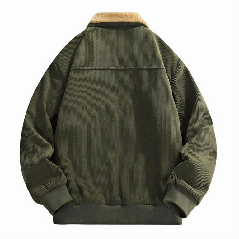 Iugvhana Men's Winter Corduroy Jacket Thickened Fleece Lined Warm