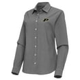 thumbnail image 2 of Women's Antigua Black Purdue Boilermakers Porter Woven Tri-Blend Long Sleeve Button-Up Shirt, 2 of 3