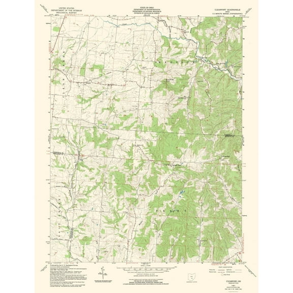 Topographical Map - Clearport Ohio Quad - USGS 1961 - 23 x 30.11 - Vintage Wall Art