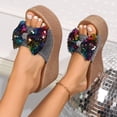 thumbnail image 6 of Dakaela Women's Platform Sandals Cork Wedge Heel Espadrille Sequin Bow Slip on Slides Wide Width Casual Summer Walking Slippers Size 6-10, 6 of 9
