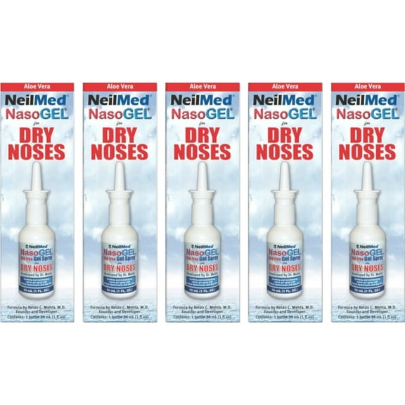 NeilMed Nasoge Drug-Free Salinel Drip Free Dry Nose Gel, 1oz, 5-Pack