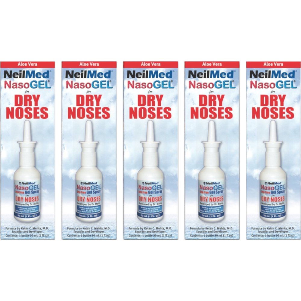 NeilMed Nasoge Drug-Free Salinel Drip Free Dry Nose Gel, 1oz, 5-Pack