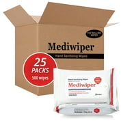 Mediwiper (500 Wipes) Alcohol-Free, Travel Hand Wipes Value Pack, Unscented, 20ct X 25 Packs