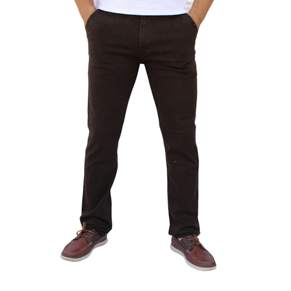 Pantalón de gabardina stretch John Silver  Corte recto color chocolate