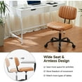thumbnail image 6 of Armless Office Chair, Swivel Rolling PU Leather Vanity Chair with Back Lumbar Support Height Adjustable Computer Chair, Small Desk Chair for Home Office (Brown), 6 of 14