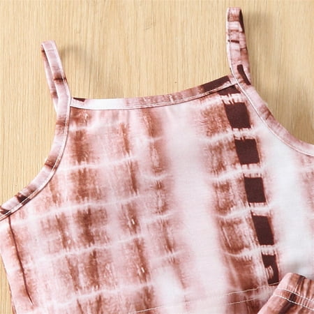 

Hunpta Newborn Infant Girls Summer Sleeveless Tie Dye Strap Vest T Shirt Tops Flared Pants Bell Bottoms Casual 2PCS Outfits Set