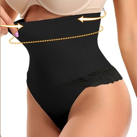 Xunlbb Underwear Women Pack Women s Underwear Lace High Waist Women s Thong Abdominal Shaping (Black 6XL) on Clearance