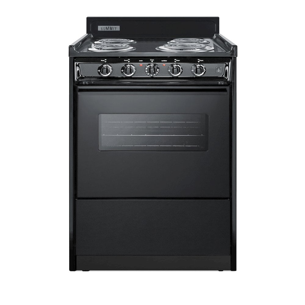 Summit TEM610CW 24''W 4-Burner Electric Coil Range - Black/Black