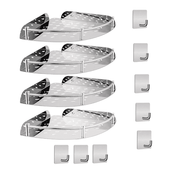 Estante Esquinero Organizador De Acero Inoxidable 12 PZS Malubero Estante Esquinero Organizador