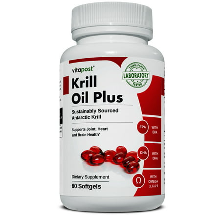 VitaPost Krill Oil Plus Supplement Boosts Omega-3 Intake with EPA and DHA - 60 Capsules