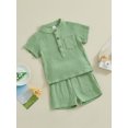 thumbnail image 4 of Musuos Boys Summer 2PCS Shorts Sets 6M 12M 18M 24M 3Y 4Y Short Sleeve Button Up Tops and Solid Color Shorts Sets, 4 of 10