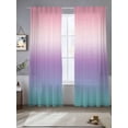 thumbnail image 5 of Pink Purple Teal Ombre Cream Semi Sheer Window Curtains 108 Inches Long, Modern Abstract Art Aesthetics Rod Pocket Voile Chiffon Curtain Light Filtering Drapes for Living Room, 52"x108", 2 Panels, 5 of 9