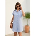 thumbnail image 5 of Zeagoo Cotton Linen Dress for Women Short Sleeve V-Neck Button Down Tunic Shift Dress Casual Breathable Comfy Summer Shirt Dress with Pocket for Beach Vacation and Everyday Wear, 5 of 7