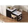 thumbnail image 1 of HORIZON Kitchen Island with Casters, Extendable Dining Table with Led Lighting, Kitchen Table with Power Strips, Buffet Table, or Bar Table for The Kitchen and Dining Room (Black + Marble White), 1 of 69