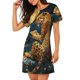 thumbnail image 2 of Fotbe Leopard Reading Tarot Cards Bata de Dormir para Mujer con Estampado, Camisón de Algodón de Manga Corta, Ropa de Dormir Casual, 2 of 6