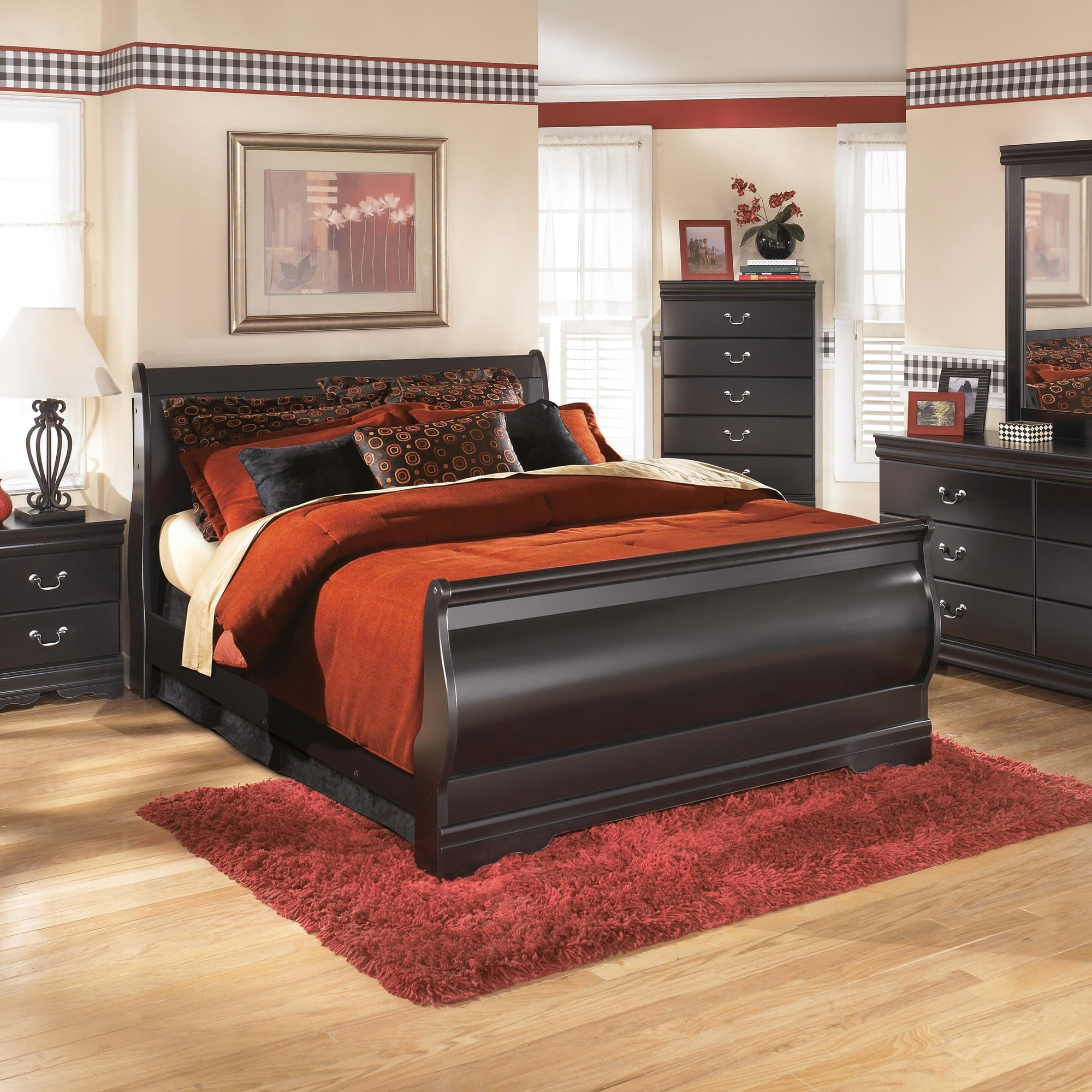 Signature Design by Ashley Casual Huey Vineyard 2 Drawer Nightstand, Black
