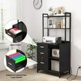 thumbnail image 5 of Livofloral File Cabinet with Charging Station, 3 Drawer Filing Cabinet with Bookshelf, Large Printer Stand with Open Storage Shelves for Home Office, Locking File Cabinets Fits Letter/A4 Size, Black, 5 of 9
