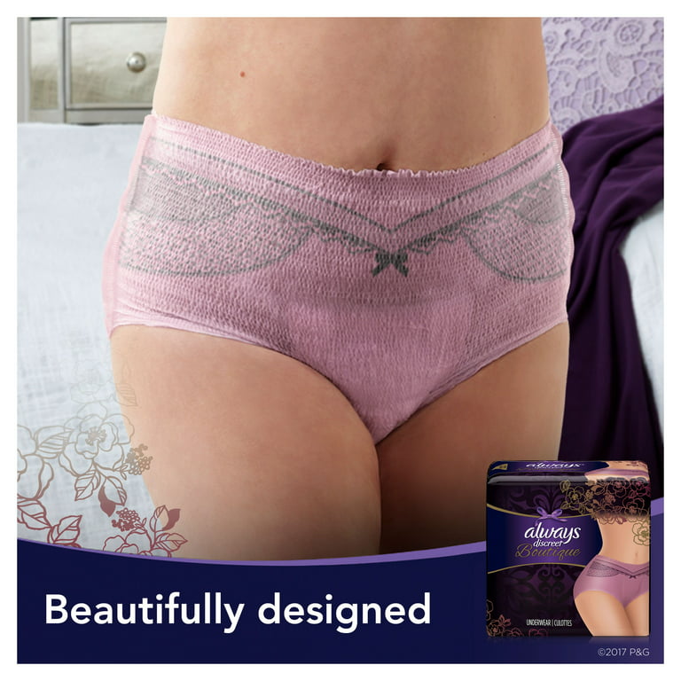 Always Discreet Boutique, Incontinence Underwear for Women, Maximum  Protection, Purple, Large, 36 Count 