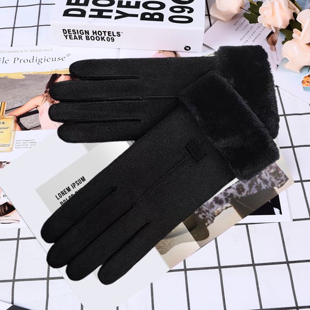 Guantes de cuero de invierno para hombres y mujeres, con forro polar, gruesos, resistentes al frío, cálidos, para ciclismo, antideslizantes, resistentes al frío, con pantalla táctil, guantes de