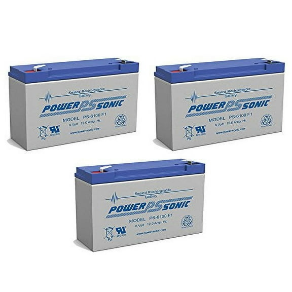 PS-6100 6V 12AH UPS Battery Replaces Gruber Power GPS-6-12, GPS12-6S - 3 Pack