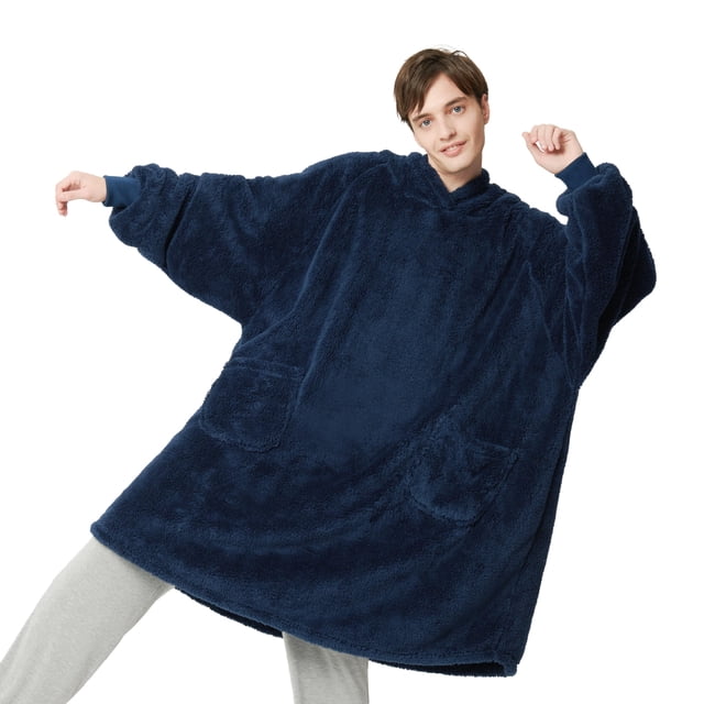 Manta portátil con capucha Bedsure Cozy Sherpa para mujeres y hombres