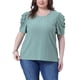 thumbnail image 1 of Blusa Casual de Cuello Redondo con Mangas Abullonadas y Bordado de Ojal para Mujeres de Talla Grande GRACE & GRANDEUR 3X Verde, 1 of 1