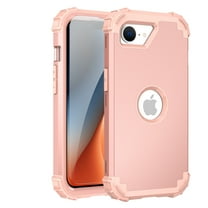 Dteck for iPhone 16e Case with Screen Protector, Heavy Duty Shockproof Dust/Drop Poof 3 Layers Full Bady Protection Rugged Cover Case for iPhone 16E 2025 6.1",Rosegold