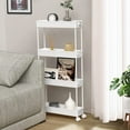 thumbnail image 6 of Slim Storage Cart 4 Tier, Mobile Shelving Unit for Office, Kitchen, Bathroom & Narrow Spaces, White, 6 of 6