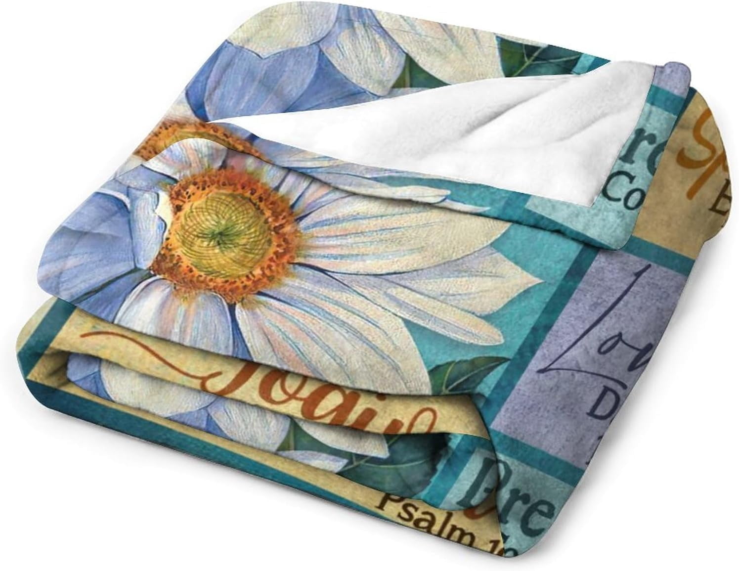 Daisy Butterfly Blanket Christian Bible Verse Scripture Prayer Inspirational Throw Blanket Gifts for Girls Boys Winter Bedding Super Warm Soft Plush Fleece Flannel Blanket for Kids Adult Women 50"x60"