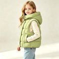thumbnail image 4 of LOINRODI Girls Puffer Vest, Sleeveless Snap Button Quilted Hooded Warm Padded Outerwear for Cold Weather Green Size 7-8, 4 of 9