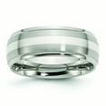 thumbnail image 1 of Stainless Steel 925 Sterling Silver Engravable Inlay Ridged Edge 8mm Brushed and Polished Ring Size 10.5 Jewelry Gifts f, 1 of 4