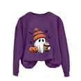 thumbnail image 4 of Womens Halloween Sweatshirt, Oversized Fall Fashion Aesthetic Bat Print Crewneck, Comfy Lounge & Party Outfit, 4 of 4