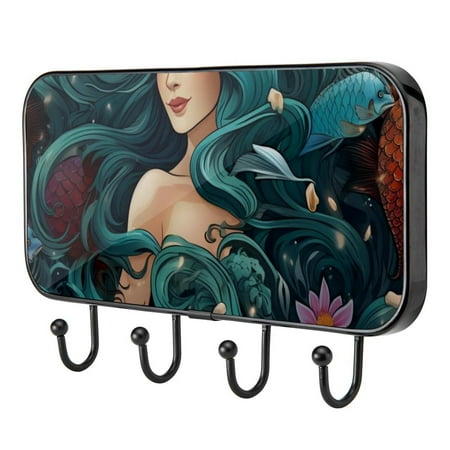 

Mermaid Self Adhesive Towel Coat Wood Iron Hooks for Home Keys Door Outdoor Home Improvement Utility Hook